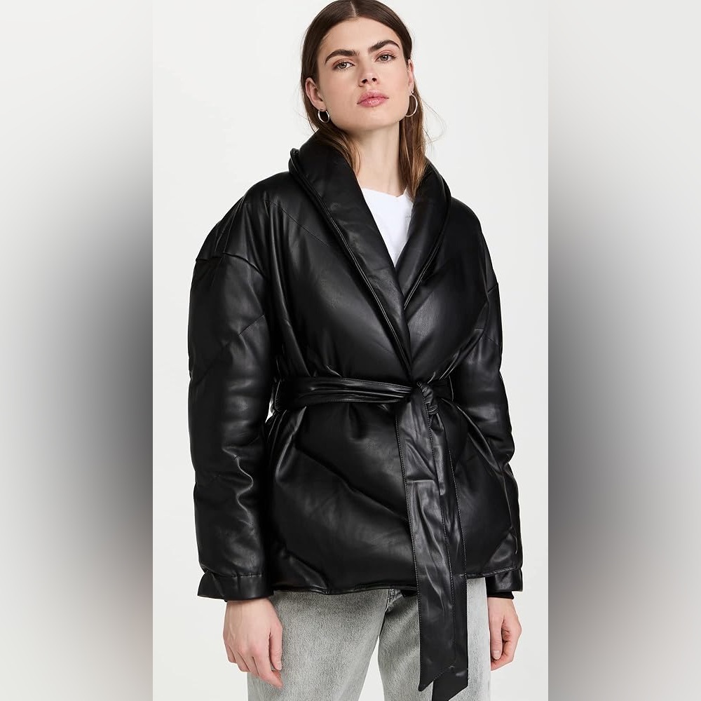 BLANKNYC Faux Leather Puffer Coat. XS